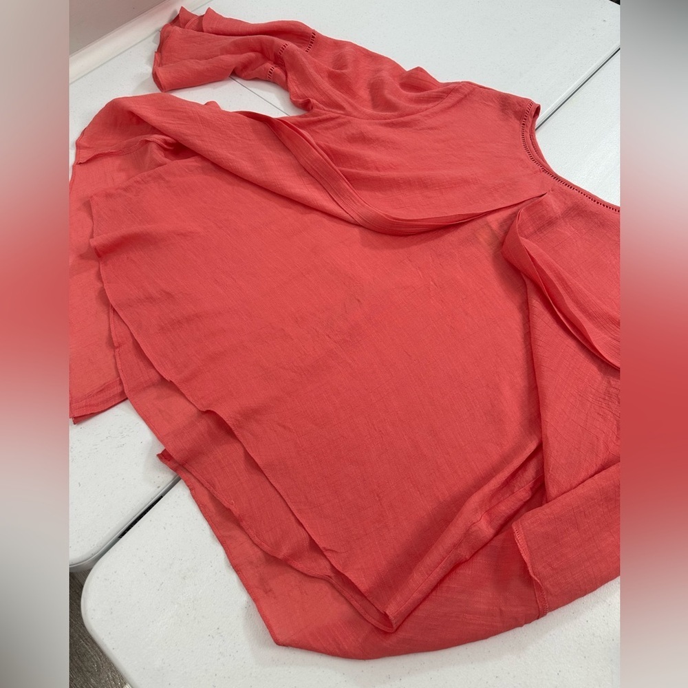 NWT Studio JPR Bohemian Flowy Cape Style Modest Blouse Coral - Picture 7 of 10